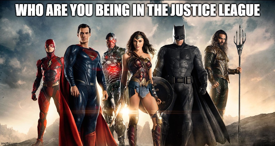 Justice League, Mad | WHO ARE YOU BEING IN THE JUSTICE LEAGUE | image tagged in justice league mad | made w/ Imgflip meme maker