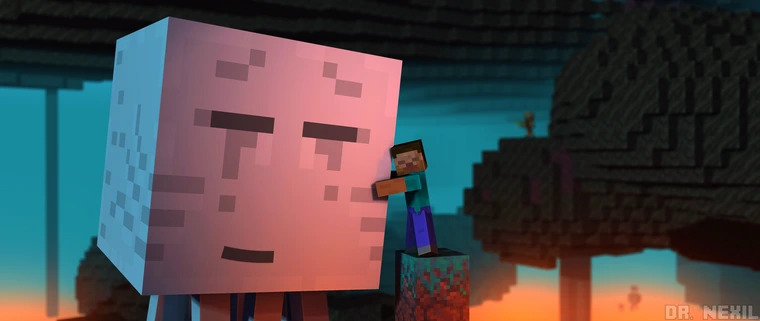 steve hugging ghast Blank Meme Template