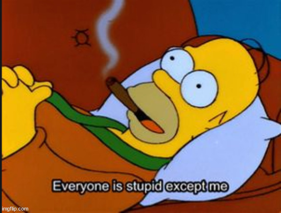 Homer Simpson every one is stupid but me | image tagged in homer simpson every one is stupid but me | made w/ Imgflip meme maker