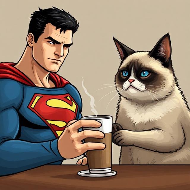 Grumpy cat supeman coffee Blank Meme Template