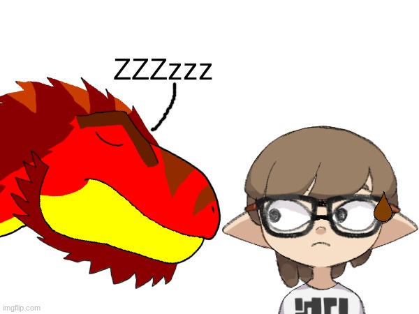 Paleo (Me) with a sleeping Tyrex (Aka a rare post in this stream) | made w/ Imgflip meme maker