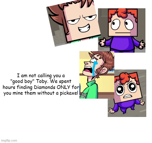 Mine the Diamond's ending in a nutshell | I am not calling you a "good boy" Toby. We spent hours finding Diamonds ONLY for you mine them without a pickaxe! | image tagged in i am not calling you a good boy,tobuscus,tobyturner,minecraft,youtuber | made w/ Imgflip meme maker