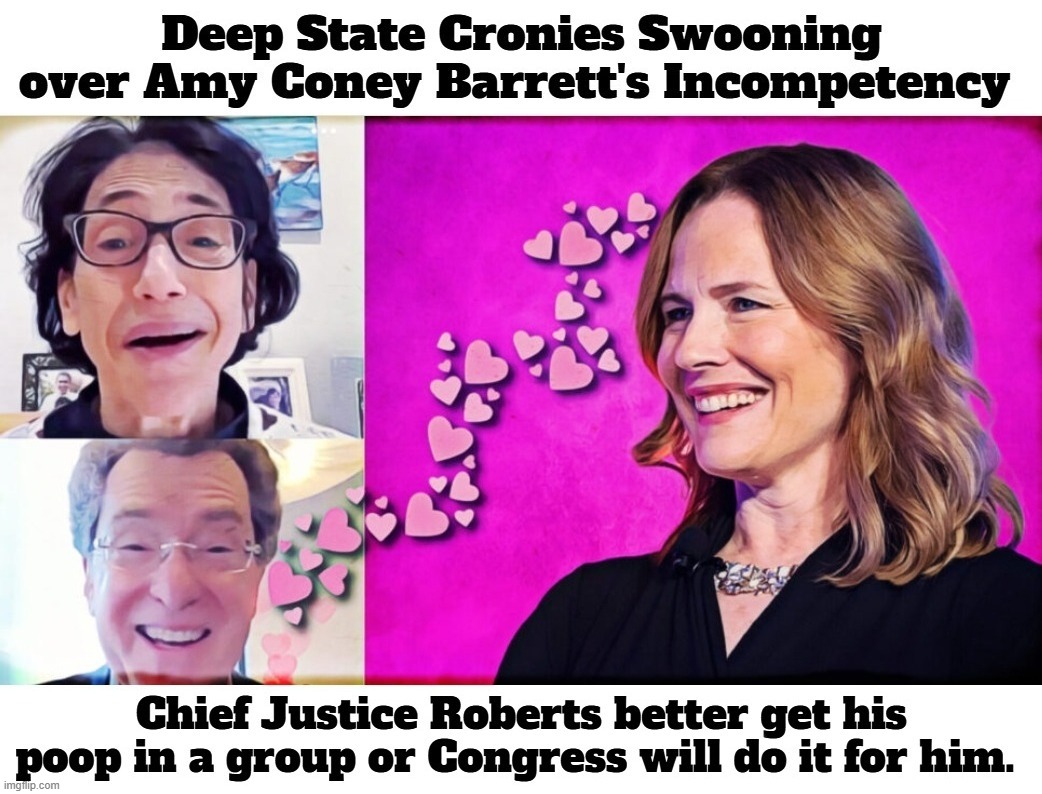 Deep State Cronies Swooning over Amy Coney Barrett's Incompetency | image tagged in deep state,amy coney barrett,incompetence,scotus,impeachment,treason | made w/ Imgflip meme maker