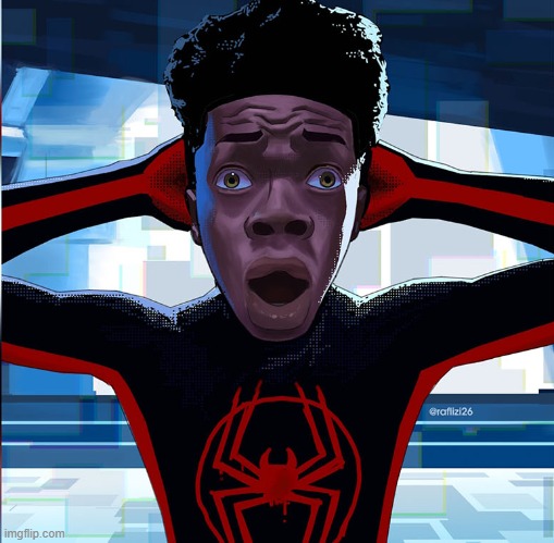 Miles morales Shocked | image tagged in miles morales shocked | made w/ Imgflip meme maker