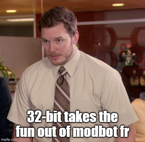 Afraid To Ask Andy | 32-bit takes the fun out of modbot fr | image tagged in memes,afraid to ask andy | made w/ Imgflip meme maker