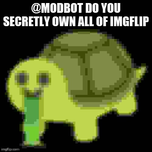Low Quality Barfing Turtle | @MODBOT DO YOU SECRETLY OWN ALL OF IMGFLIP | image tagged in low quality barfing turtle | made w/ Imgflip meme maker