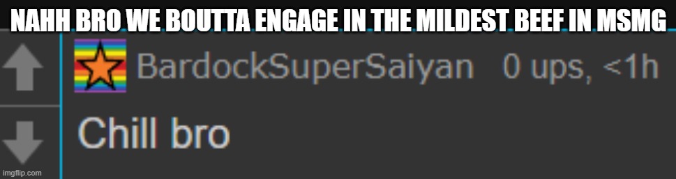 NAHH BRO WE BOUTTA ENGAGE IN THE MILDEST BEEF IN MSMG | made w/ Imgflip meme maker