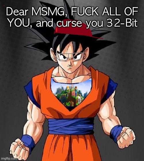 My Dragonball OC | Dear MSMG, FUCK ALL OF YOU, and curse you 32-Bit | image tagged in my dragonball oc | made w/ Imgflip meme maker