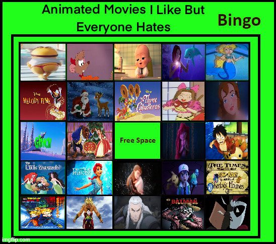 animated movies i like but everyone hates bingo | image tagged in animated movies i like but everyone hates bingo,disney,the little mermaid,haters,christmas,movies | made w/ Imgflip meme maker