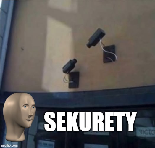 Cameras | SEKURETY | image tagged in you had one job | made w/ Imgflip meme maker