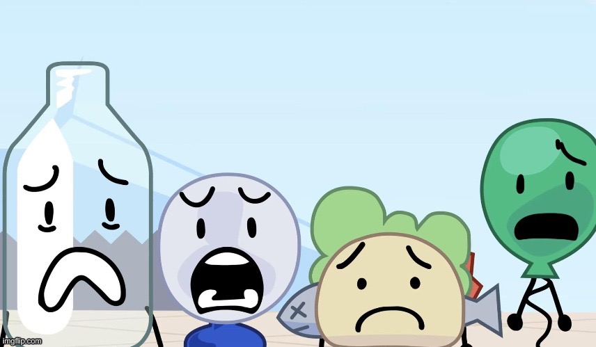 Shocked Bottle, Fanny, Taco, and Balloony | image tagged in shocked bottle fanny taco and balloony | made w/ Imgflip meme maker