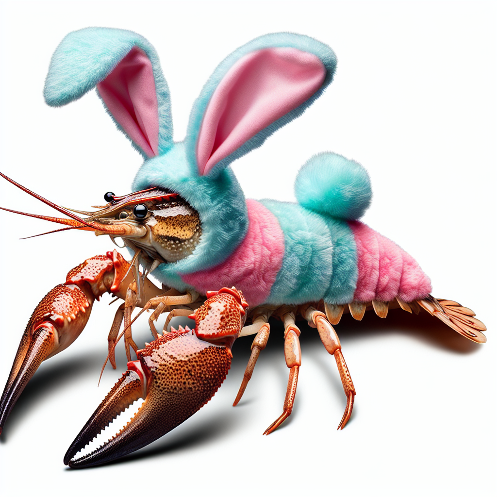 A crawfish with an Easter bunny suit Blank Meme Template
