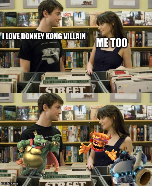Donkey Kong fans | I LOVE DONKEY KONG VILLAIN; ME TOO | image tagged in i love video games / me too,memes,funny,nintendo,gaming | made w/ Imgflip meme maker