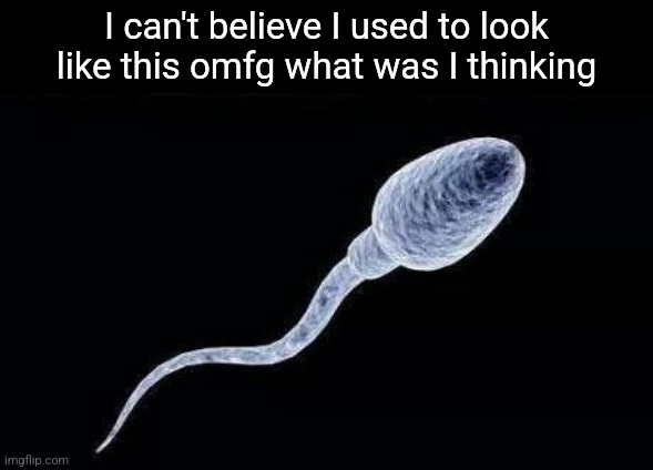 da sperm | I can't believe I used to look like this omfg what was I thinking | image tagged in da sperm | made w/ Imgflip meme maker