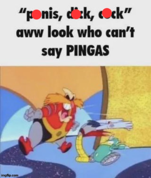look who can't say PINGAS | image tagged in look who can't say pingas | made w/ Imgflip meme maker