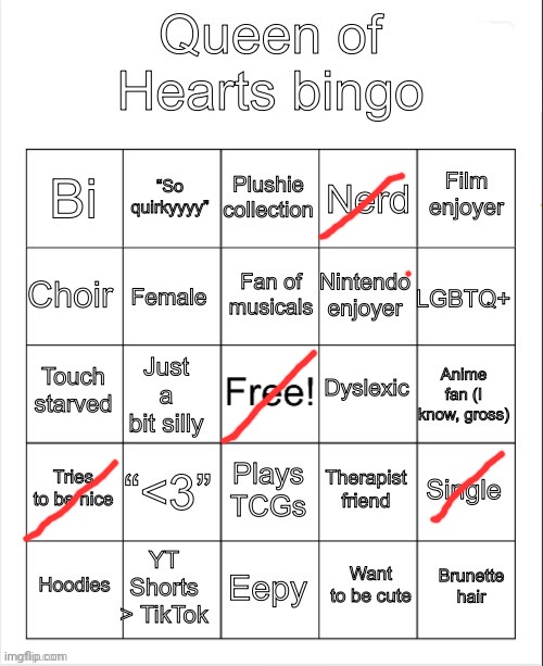 For God love empty bingo | image tagged in queen of hearts bingo | made w/ Imgflip meme maker