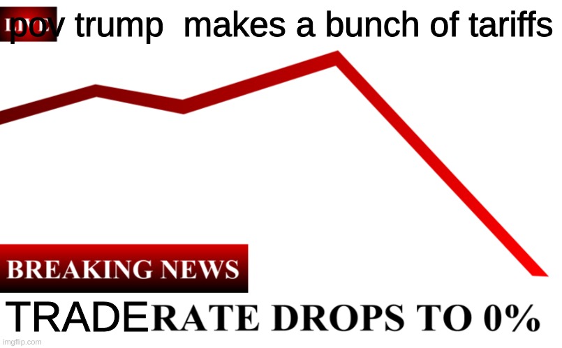 ____ Rate Drops To 0% | pov trump  makes a bunch of tariffs; TRADE | image tagged in ____ rate drops to 0 | made w/ Imgflip meme maker