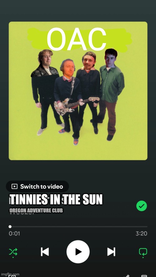 OAC - Tinnies In The Sun | OAC; TINNIES IN THE SUN; OREGON ADVENTURE CLUB | image tagged in weezer,oac,drinking,summer,british | made w/ Imgflip meme maker