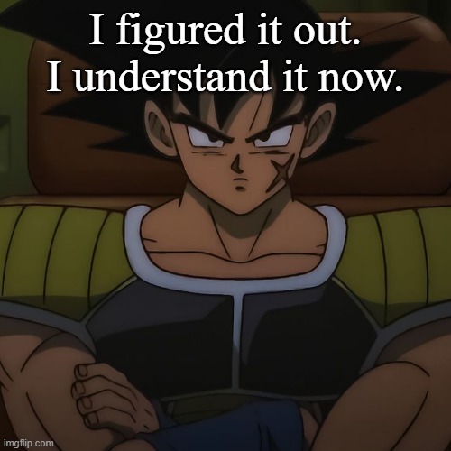 canon bardock | I figured it out. I understand it now. | image tagged in canon bardock | made w/ Imgflip meme maker