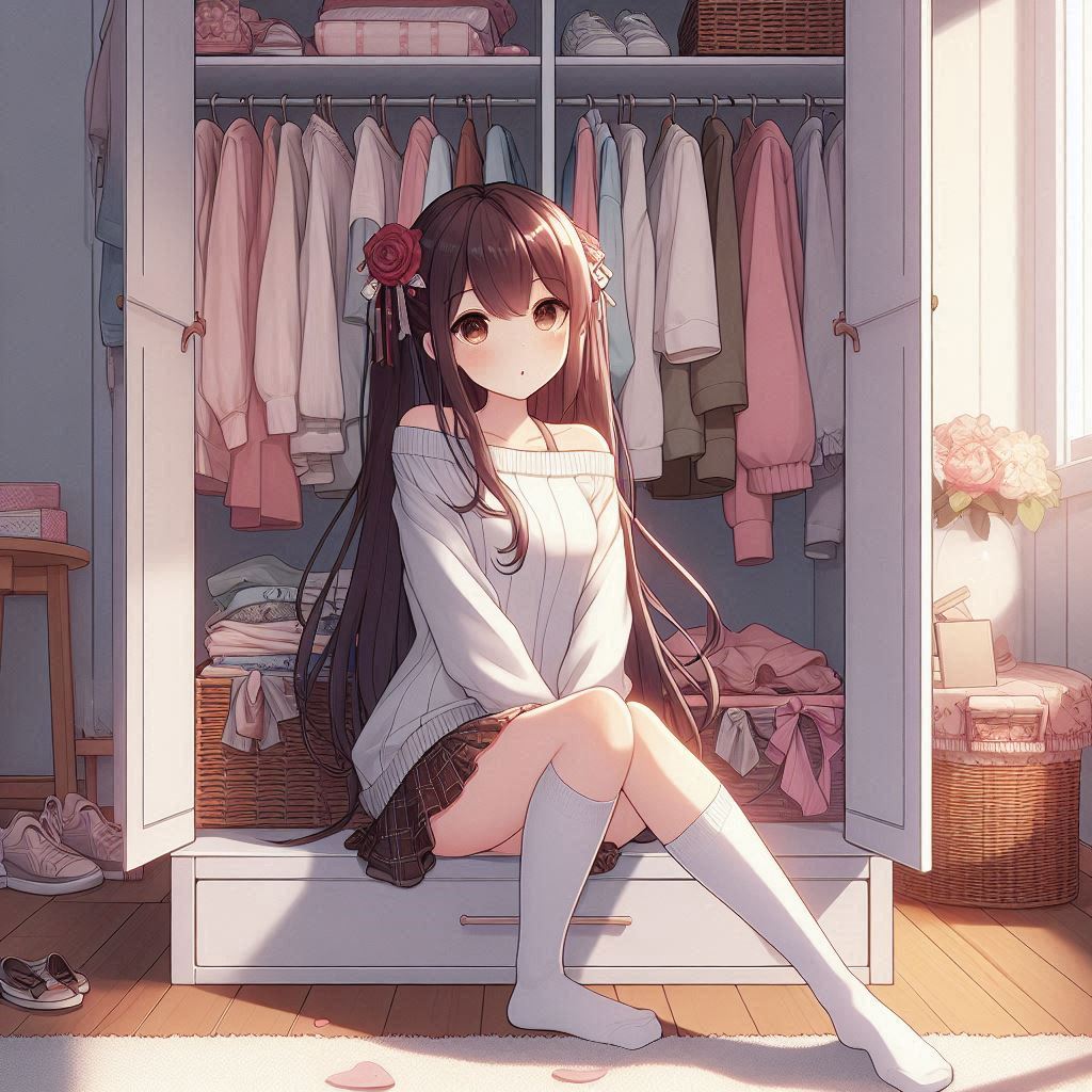 Anime girl in closet Blank Meme Template