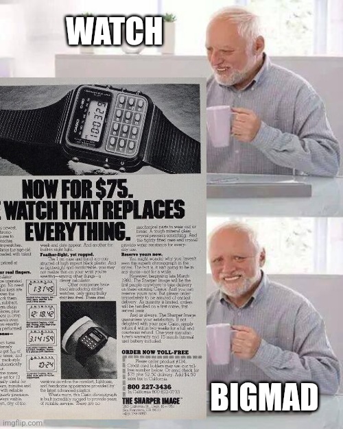 Hide the Pain Harold Meme | WATCH; BIGMAD | image tagged in memes,hide the pain harold | made w/ Imgflip meme maker
