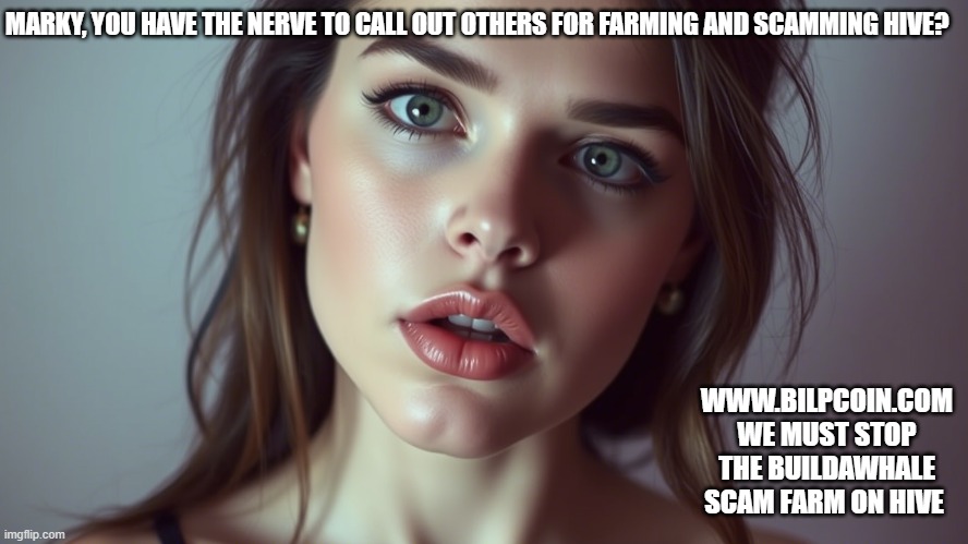 MARKY, YOU HAVE THE NERVE TO CALL OUT OTHERS FOR FARMING AND SCAMMING HIVE? WWW.BILPCOIN.COM WE MUST STOP THE BUILDAWHALE SCAM FARM ON HIVE | made w/ Imgflip meme maker