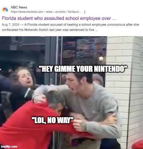 them kids are savage | image tagged in florida man,nintendo,fighting | made w/ Imgflip meme maker