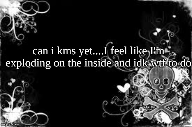 SammyTK's templatw | can i kms yet....I feel like I'm exploding on the inside and idk wtf to do | image tagged in sammytk's templatw | made w/ Imgflip meme maker