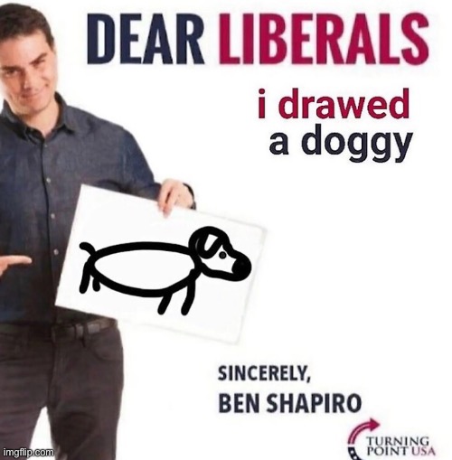 Dear liberals, I drawed a doggy | image tagged in dear liberals i drawed a doggy | made w/ Imgflip meme maker