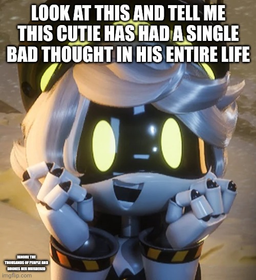 Happy N | LOOK AT THIS AND TELL ME THIS CUTIE HAS HAD A SINGLE BAD THOUGHT IN HIS ENTIRE LIFE; IGNORE THE THOUSANDS OF PEOPLE AND DRONES HER MURDERED | image tagged in happy n | made w/ Imgflip meme maker
