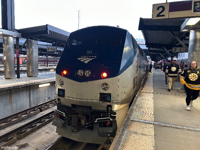Amtrak P42DC locomotive #90 at Boston North Station | made w/ Imgflip meme maker