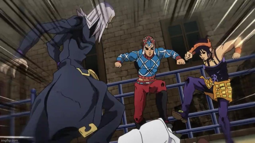 Jojo gang beating up | image tagged in jojo gang beating up | made w/ Imgflip meme maker