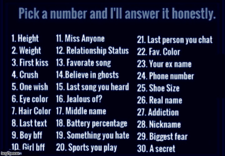 Pick a number and I'll answer it honestly. | image tagged in pick a number and i'll answer it honestly | made w/ Imgflip meme maker