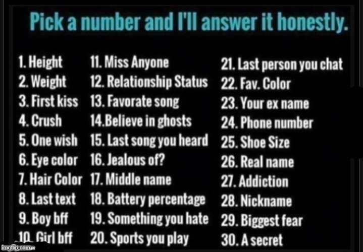 Pick a number and I'll answer it honestly. | image tagged in pick a number and i'll answer it honestly | made w/ Imgflip meme maker