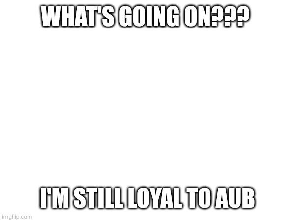 I've returned. | WHAT'S GOING ON??? I'M STILL LOYAL TO AUB | image tagged in what | made w/ Imgflip meme maker