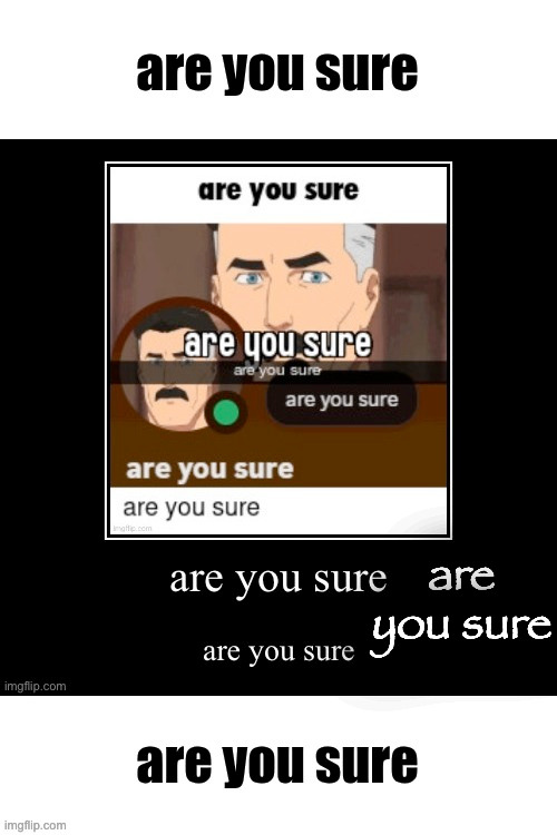 are you sure | made w/ Imgflip meme maker