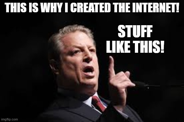 Good job, Intnernet! | THIS IS WHY I CREATED THE INTERNET! STUFF LIKE THIS! | image tagged in al gore,al gore created internet,great job internet | made w/ Imgflip meme maker