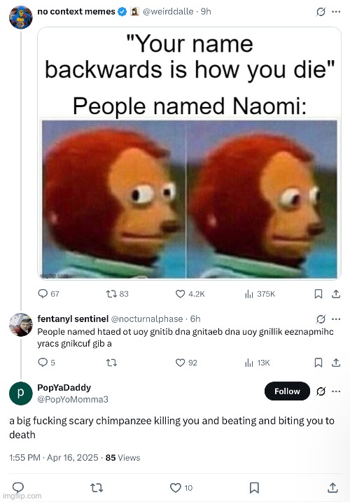 htaed ot uoy gnitib dna gnitaeb dna uoy gnillik eeznapmihc yracs gnikcuf gib a | made w/ Imgflip meme maker