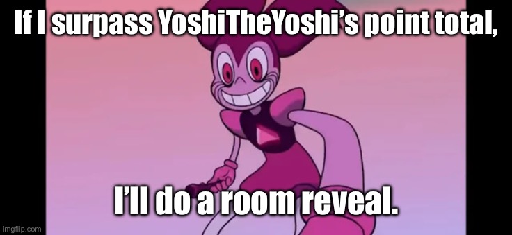 Roughly 2K to go. | If I surpass YoshiTheYoshi’s point total, I’ll do a room reveal. | image tagged in event template | made w/ Imgflip meme maker