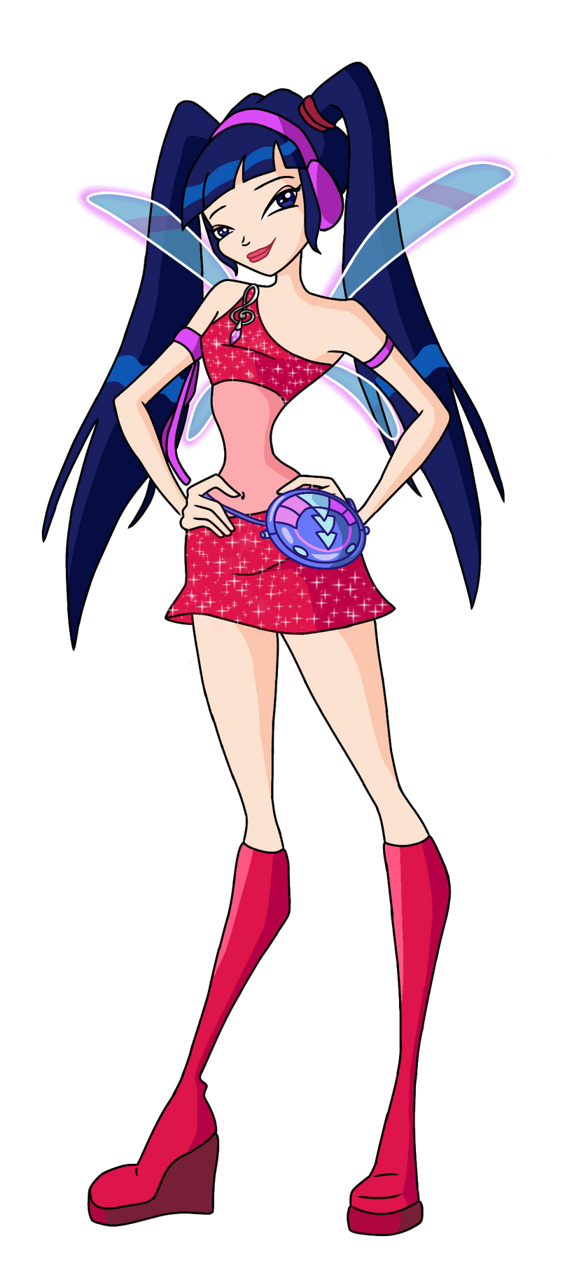 Magic Winx Charmix Musa in her Brooch and Bag Blank Meme Template