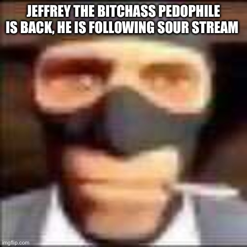 spi | JEFFREY THE BITCHASS PEDOPHILE IS BACK, HE IS FOLLOWING SOUR STREAM | image tagged in spi | made w/ Imgflip meme maker