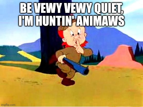 Elmer Fudd | BE VEWY VEWY QUIET, I'M HUNTIN' ANIMAWS | image tagged in elmer fudd | made w/ Imgflip meme maker