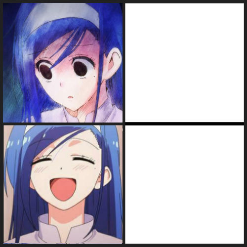 Fumino distressed to happy 2 panel Blank Meme Template