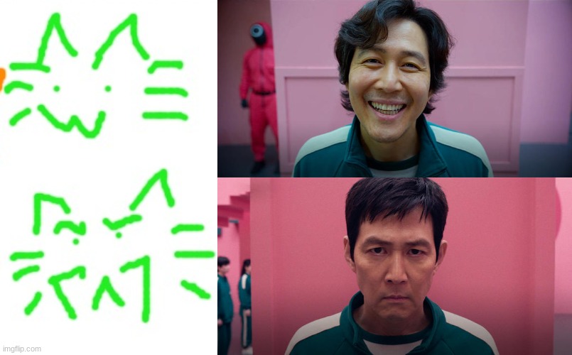 image tagged in smiling seong gi-hun / unsmiling seong gi-hun | made w/ Imgflip meme maker