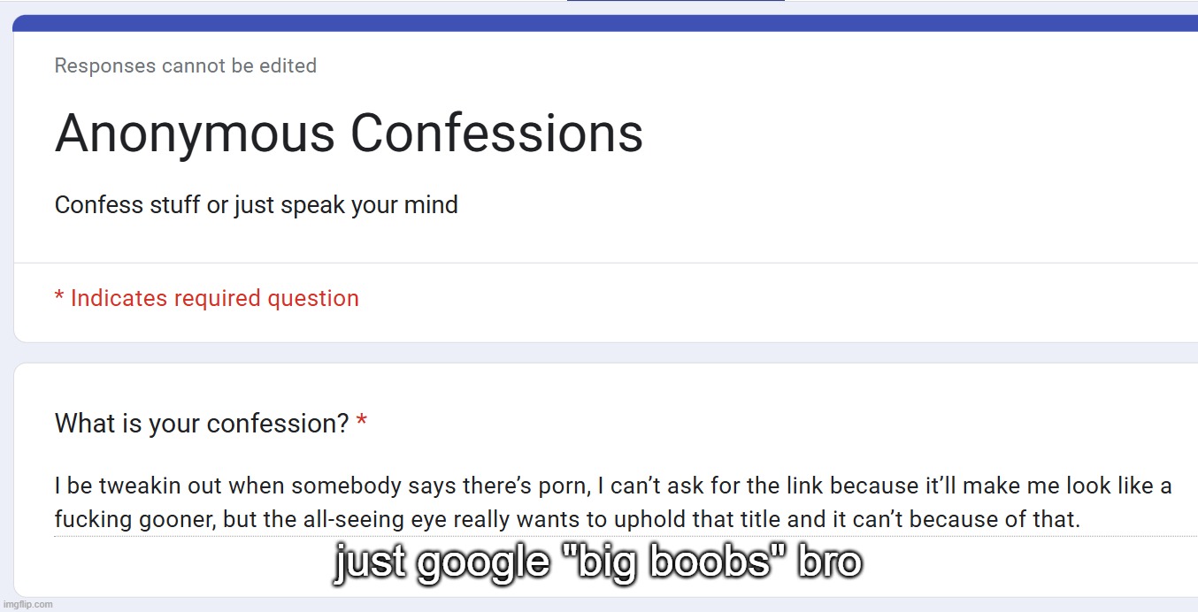 just google "big boobs" bro | made w/ Imgflip meme maker