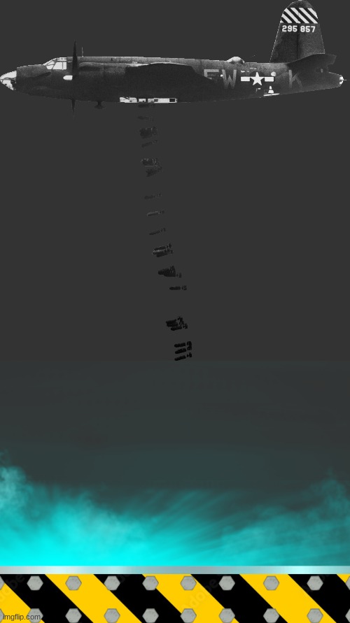 image tagged in bomber dropping bombs on post below,blue portal | made w/ Imgflip meme maker