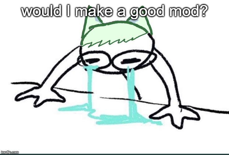 Neko crying (made ts in 5~ minutes) | would I make a good mod? | image tagged in neko crying made ts in 5 minutes | made w/ Imgflip meme maker