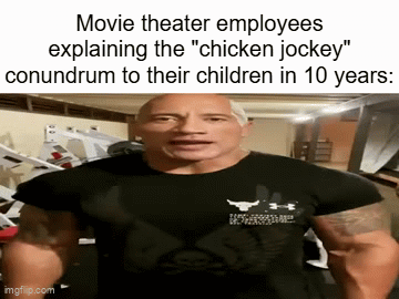 Its gonna be a treacherous tale | Movie theater employees explaining the "chicken jockey" conundrum to their children in 10 years: | image tagged in gifs,funny,meme,memes,funny memes,funny meme | made w/ Imgflip video-to-gif maker