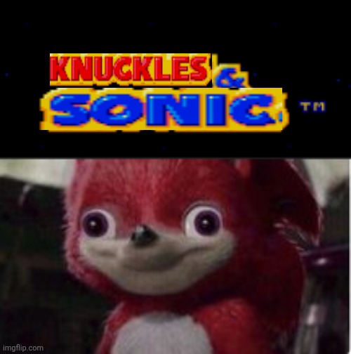 Knuckles & sonic | image tagged in sonic knuckles logo,knugles staring creapily | made w/ Imgflip meme maker