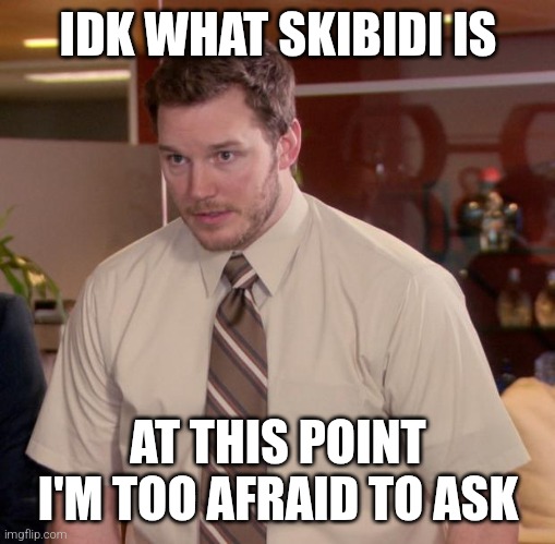 Skibidi!.... | IDK WHAT SKIBIDI IS; AT THIS POINT I'M TOO AFRAID TO ASK | image tagged in memes,afraid to ask andy,skibidi | made w/ Imgflip meme maker